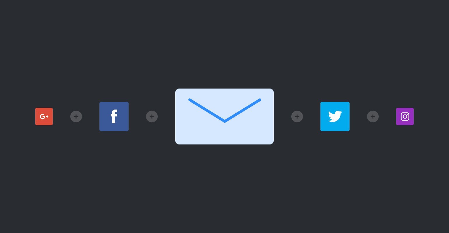 Integrar email y redes sociales iconos de bandeja de entrada - MailerLite