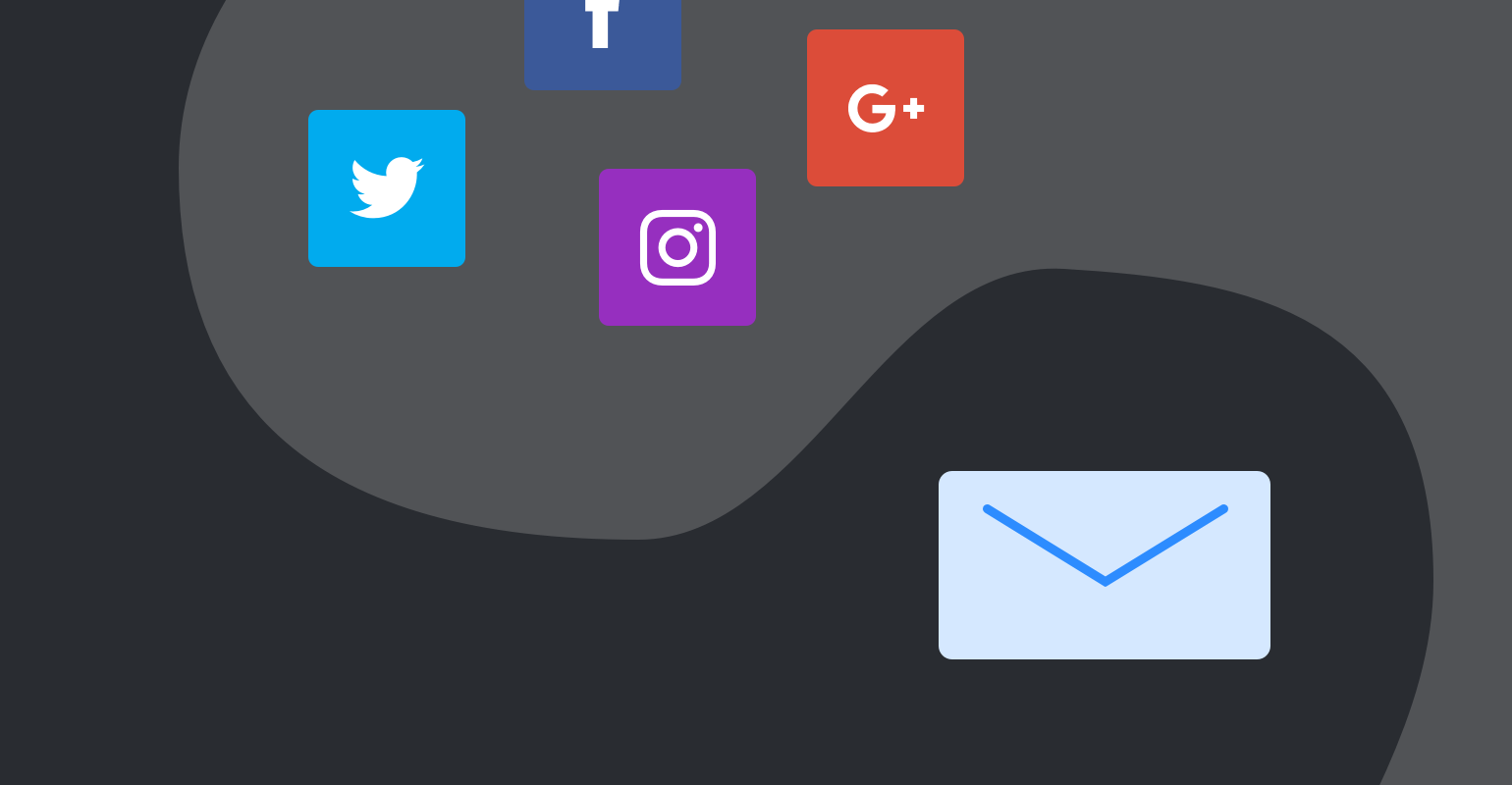 Email vs. redes sociales icono de bandeja de entrada vs iconos de redes sociales - MailerLite